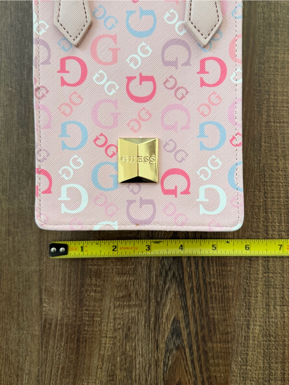 GUESS Pink Multicolor Logo Mini Tote with Gold Chain - Picture 7 of 7